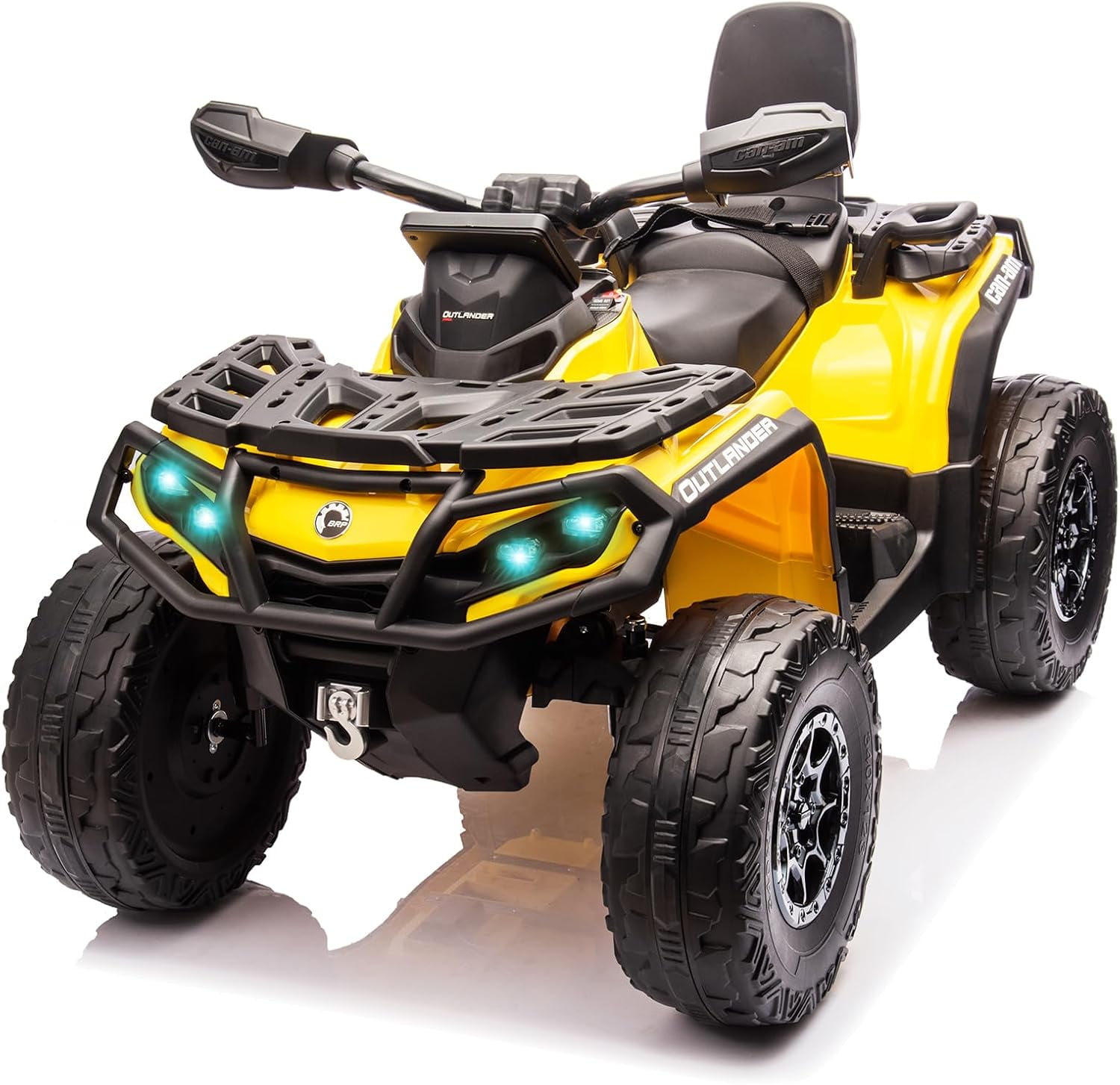 Yeshouse 24V Kids Ride on ATV, Toddler 4WD Electric Ride on Toy Car with LED Light, Bluetooth, Leather Seats, Yellow