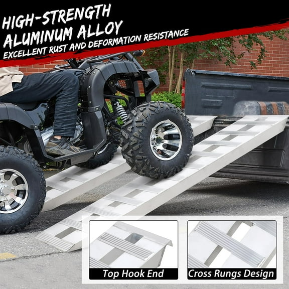 Yeshouse 2PCS Aluminum Loading Ramps for Trailers-6000lbs Utility Loading Ramp for Trailers with Top Hook Attaching End