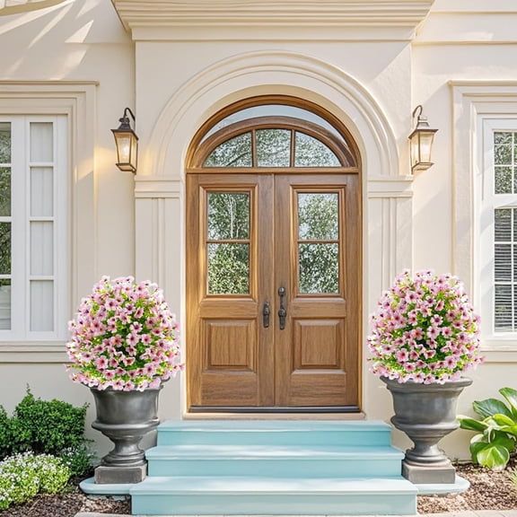 Yeshouse 2Pcs UV Resistant Artificial Outdoor Bushes with Ground Spike