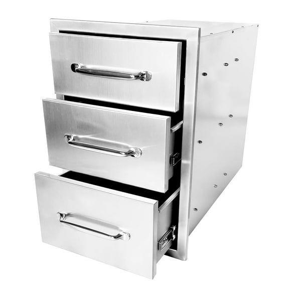 Yeshouse 3-Layer Outdoor Kitchen Drawers, 14"x20.5"x23" Stainless Steel