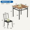 thumbnail image 1 of Yeshouse 3-Piece Dining Room Table Set Kitchen Table for 2, Wooden Kitchen Table and 2 Upholstered Chairs for Small Space, 1 of 6