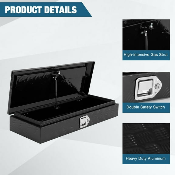 Yeshouse 34.5 Inch Aluminum Truck Tool Box, Truck Bed Tool Box with Lock, Heavy Duty Tool Storage Box, Waterproof Storage Organizer Chest for Truck, Trailer, Pickup, ATV, RV, 34.5"X13"X6.5"