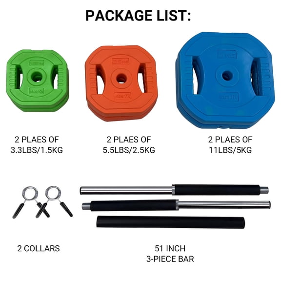 Yeshouse 40 Lbs Barbell Set with Weights, Adjusted Free Weights, Aerobic Barbell Sets- for Home & Gym Workout