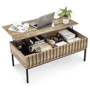 Yeshouse 43 Inch Lift Top Coffee Table with Hidden Storage, Beige