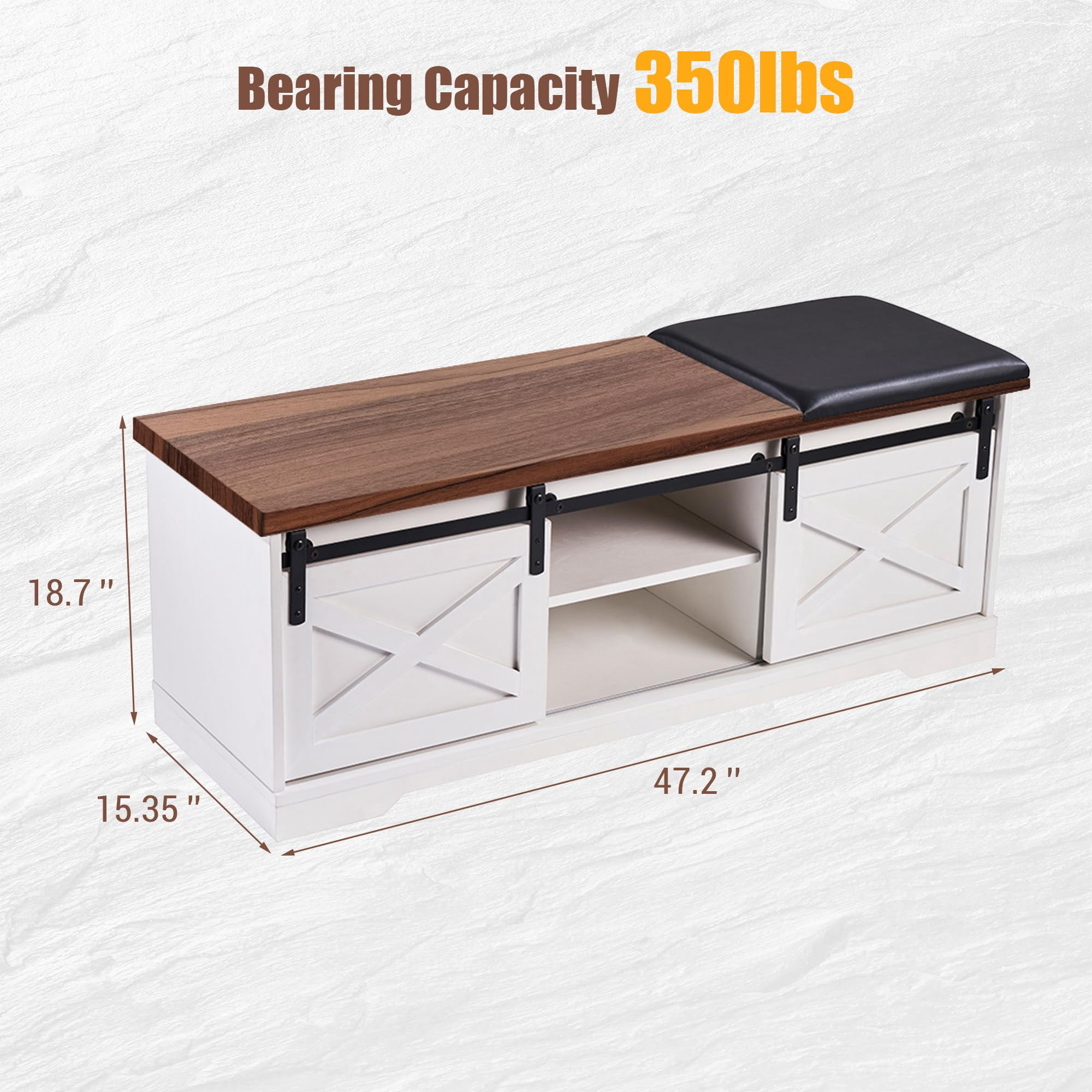 Yeshouse 47'' Farmhouse Shoe Bench with Storage, White End of Bed ...