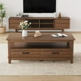 thumbnail image 1 of Yeshouse 48 Inch Coffee Table with 2 Drawer and Storage Shelf, Brown, 1 of 7