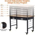 thumbnail image 1 of Yeshouse 48" X 24" Workbench for Garage,Adjustable Work Bench for Garage,Office,Home,Workshop,Woodworking,Rolling Heavy-Duty Worktable with Power Outlet and Lockable Wheels,Rubber Wood Top Shop Table, 1 of 6