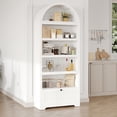 thumbnail image 1 of Yeshouse 6-Tier 72" Wooden Arched Bookshelf, Open Display Cabinets with Bottom Drawer & Curved Door for Living, Dining, Kitchen, 1 of 8