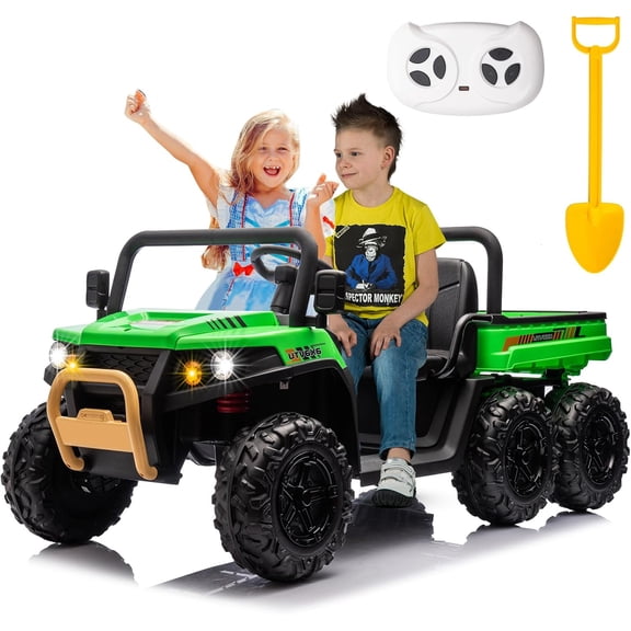 Yeshouse 6 Wheels Kids Ride On Dump Truck, 24V Battery Powered Ride On Construction Vehicle with Electric Dump Bed, 2-Seater Toddlers Electric Ride On Car Toy with Remote Control, Green