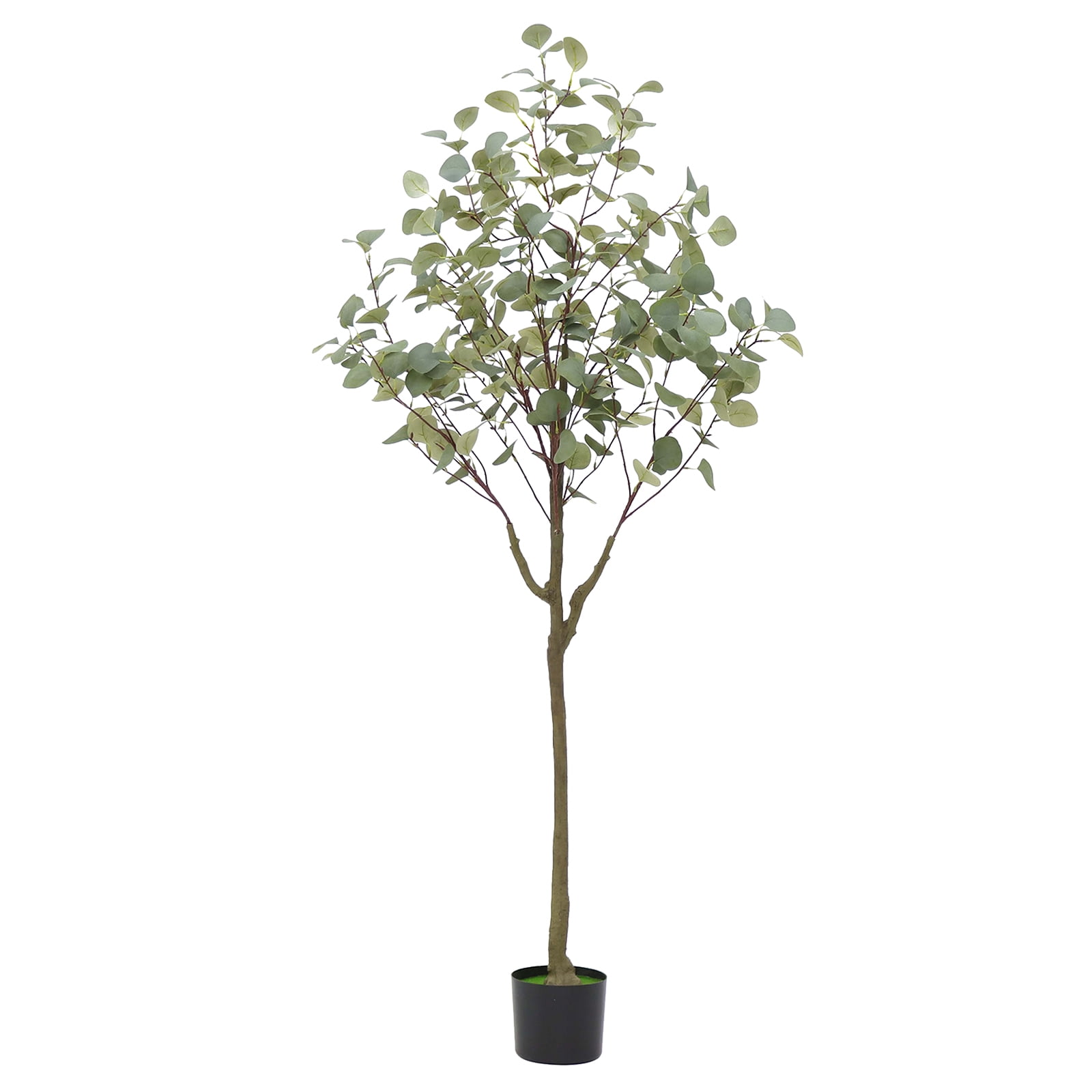 6FT Artificial Eucalyptus Tree with Realistic Green Leaves in Black Pot