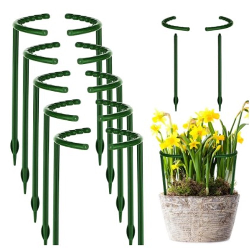 Yeshouse 6Pcs Plant Support Ring, Metal Half Round Plant Stakes for Flowers Vegetables