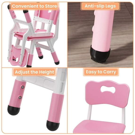 Yeshouse Adjustable Kids Chairs 3-Level Height | Heavy Duty 180LB Capacity | Lightweight Durable Plastic Chairs with Non-Slip Pads for Daycare, Classroom, Home Nursery – 2 Pack