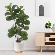 Yeshouse Artificial Fiddle Leaf Fig Tree, 3.9 FT Potted Faux Ficus Lyrata Tree, Indoor and Outdoor Fake Floor Plant with 72 Decorative Fiddle Leaves and Strong Trunks for Home Office Decor