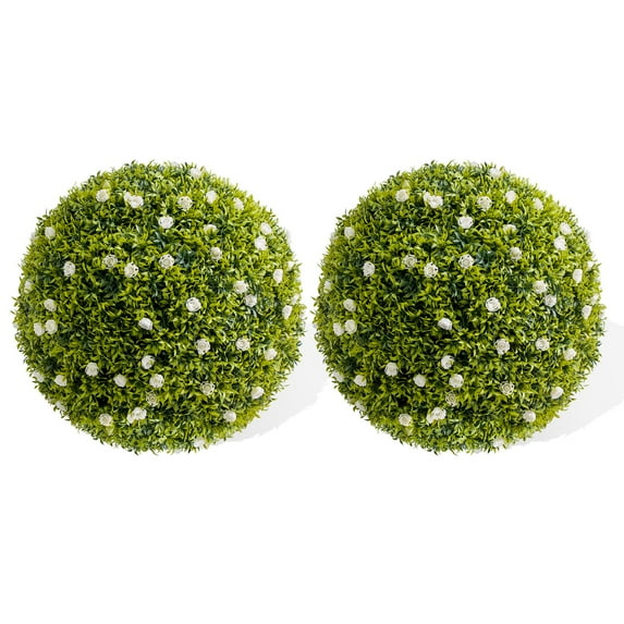 Yeshouse Artificial Topiary Balls, Set of 2, Decorative Faux Flower Spheres with Chains for Patio, Garden, Wedding