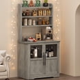 thumbnail image 1 of Yeshouse Bakers Rack with Storage and Power Hub - Versatile Microwave Oven Stand with Pantry Hutch and Thick Tabletop, 1 of 7