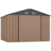 Yeshouse Brown 10x8ft Outdoor Storage Shed, Weatherproof Tool Organizer with Upgraded Structure & Secure Locking Door