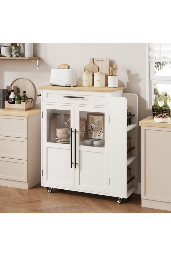 Chic Design Mobile Kitchen Island with Ample Storage and Easy Mobility