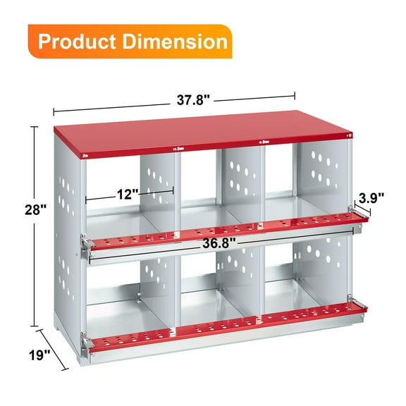 Yeshouse Chicken Nesting Boxes for Laying Eggs, Metal Chicken Nesting Box with Vented Holes and Swing Perch for Chicken Coop, Egg Laying Boxes for Chickens, Hens, Ducks
