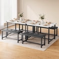 thumbnail image 1 of Yeshouse Dining Table with 2 Benches, Dining Room Table Set for 4, Kitchen Table with 2 Upholstered Benches Rectangular Space Saving for Apartment, Dining Room, Kitchen, 44.5 Inches Large, 1 of 8