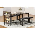 thumbnail image 1 of Yeshouse Dining Table with 2 Benches, Dining Room Table Set for 4, Kitchen Table with 2 Upholstered Benches Rectangular Space Saving for Apartment, Dining Room, Kitchen, 44.5 Inches Large, 1 of 8