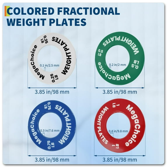 Yeshouse Fractional Weight Plates Set of 8 (0.25Lbs 0.5Lbs 0.75Lbs 1Lbs) | Steel Micro Plates for Olympi-c Barbells | Progressive Overload Strength Training | Color-Coded Small Weights for Home Gym