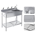 thumbnail image 1 of Yeshouse Freestanding Utility Sink, Stainless Steel, Hot/Cold Faucet, Storage Shelf for Kitchen/Garage/Outdoor, 1 of 1