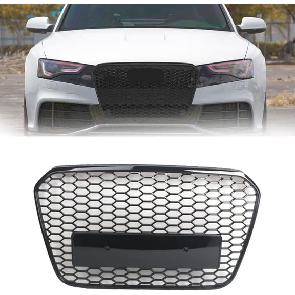 Yeshouse Front Bumper Grille Insert for Audi A6 C7 2012 2013 2014 2015, Front Grill Cover, High-Grade ABS Plastic, Easy Installation