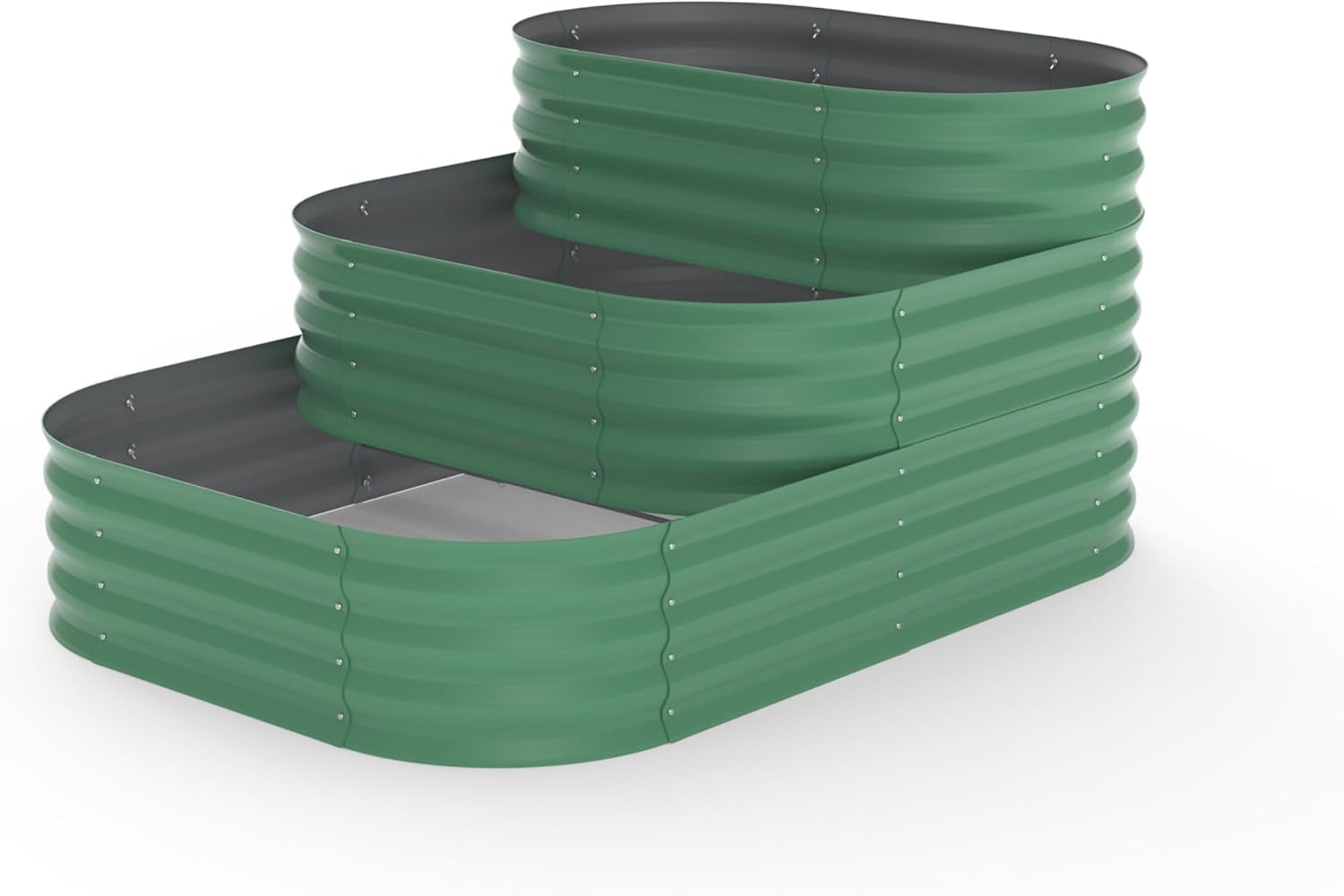 Yeshouse Galvanized Oval Garden Bed with Modular Design: 3-Tier Raised Planter for Efficient Space Use