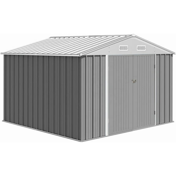 Yeshouse Gray 10x8ft Outdoor Storage Shed, Weatherproof Tool Organizer with Upgraded Structure & Secure Locking Door