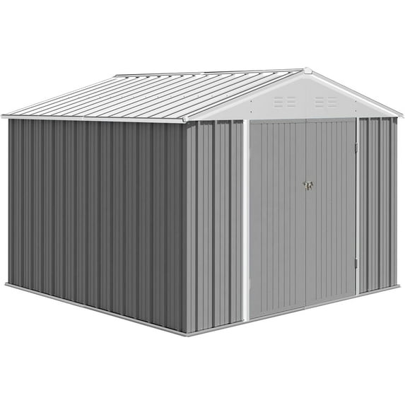 Yeshouse Grey 8x8 Ft Outdoor Storage Shed, Weatherproof Tool Organizer with Upgraded Structure & Secure Door