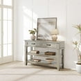 thumbnail image 1 of Yeshouse Grey Console Table, Farmhouse Style 3-Tier Entryway Table with Dual Storage Drawers for Foyer or Sofa Table, 1 of 8