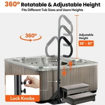Yeshouse Hot Tub Handrail, 360° Rotatable Spa Side Handrail with 35"～57" Adjustable Height, Hot Tub Hand Rail with Slide-Under Base and Non-Slip Grip for Indoor & Outdoor, 600LBS Capacity