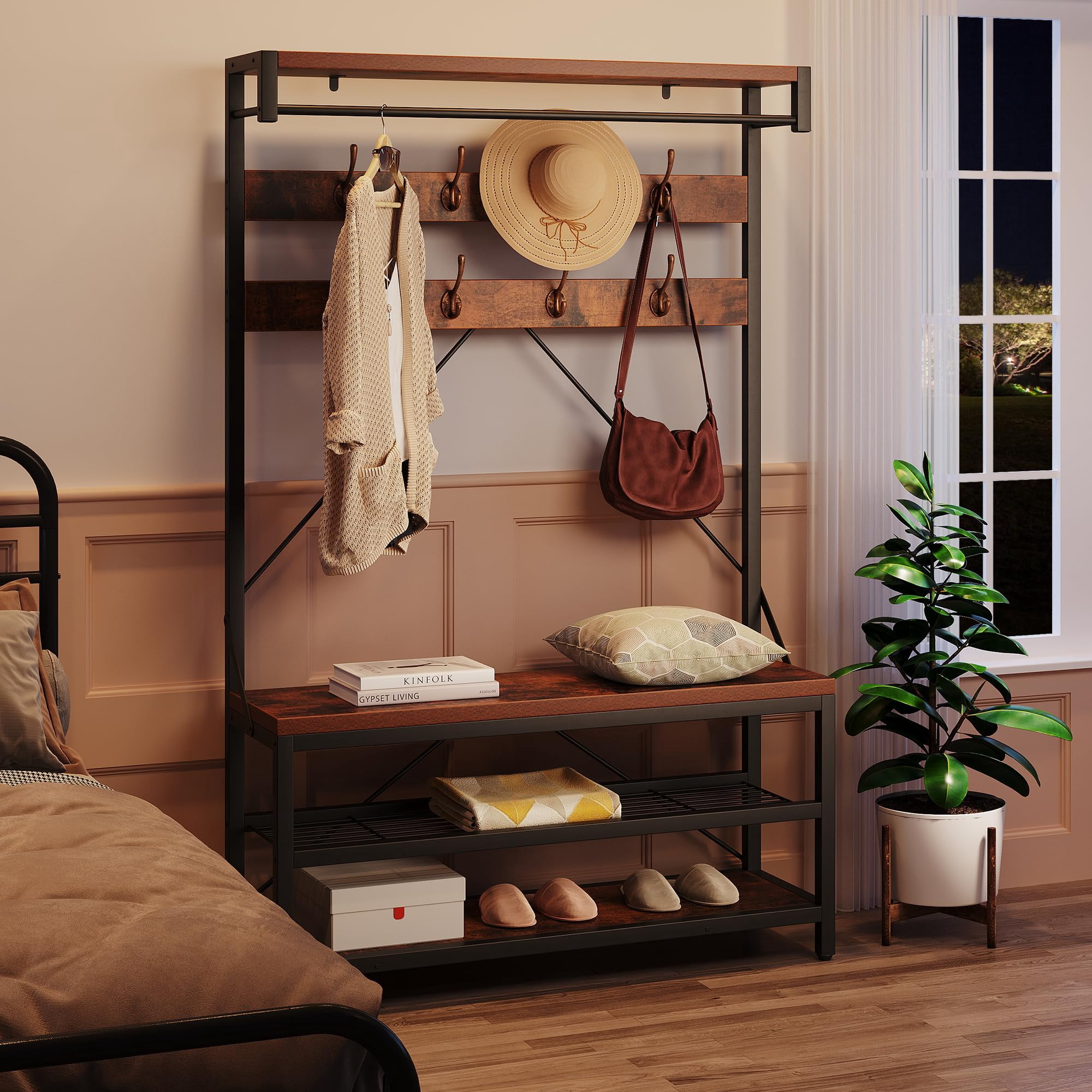 Tree Shoe Rack Yeshouse Industrial Coat Rack Shoe Bench 72