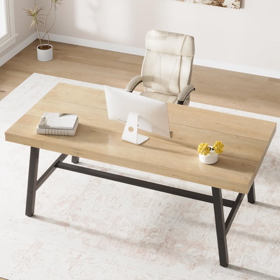 Yeshouse Industrial Style Dining Table, 70.87" Wood & Metal Table, Seats 6-8, Sturdy Gray Table for Kitchen, Dining Room