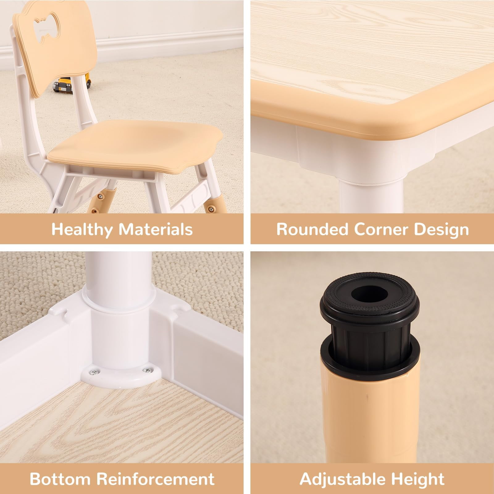 Yeshouse Kids Table and 4 Chairs Set with Graffiti Desktop and Non-Slip ...