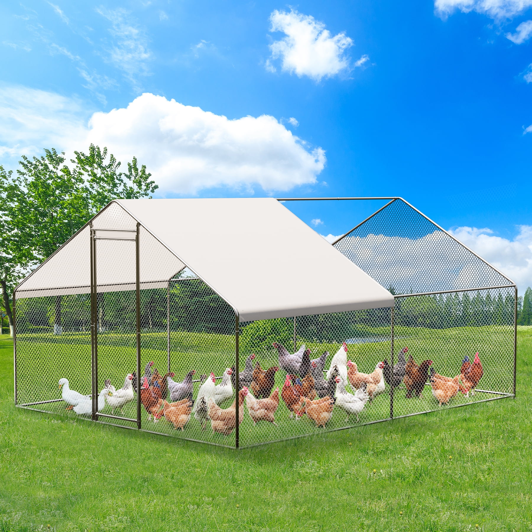 Yeshouse Large Metal Chicken Coop, Walkin Poultry Cage, Heavy Duty