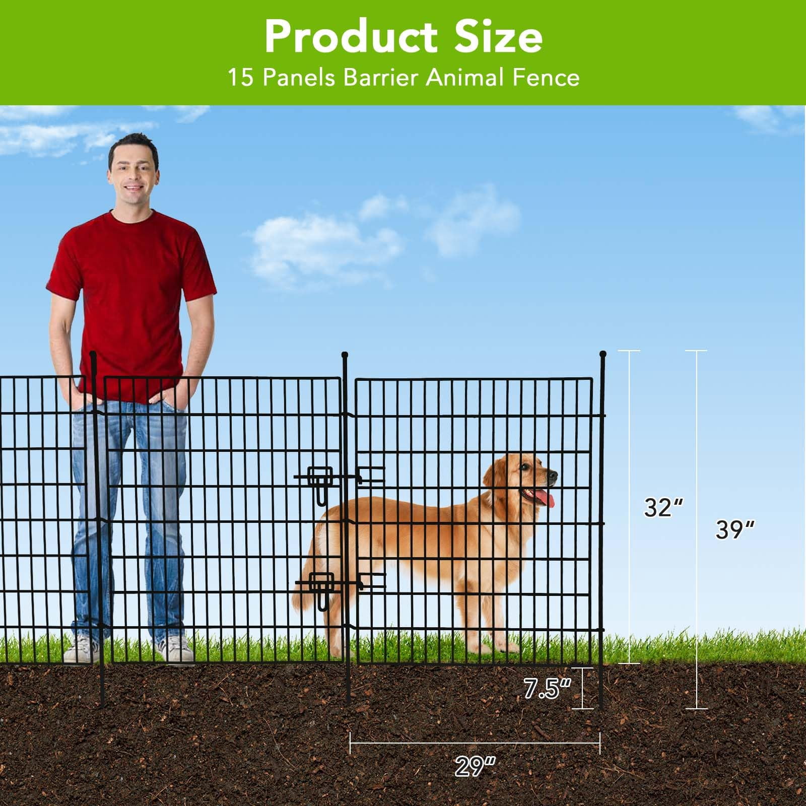 Yeshouse Outdoor Garden Fencing Decorative Garden Fence Rustproof Metal Wire Animal Barrier Fence for Dogs, Rabbits, Landscape Edging, and Patio
