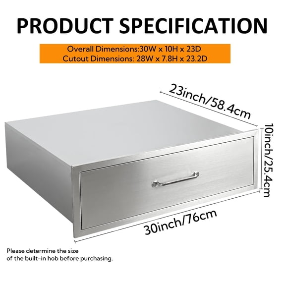 Yeshouse Outdoor Kitchen Drawers,Stainless Steel BBQ Drawer,Flush Mount Built-in Drawer Cabinet for Outdoor Kitchen Island & BBQ Islands