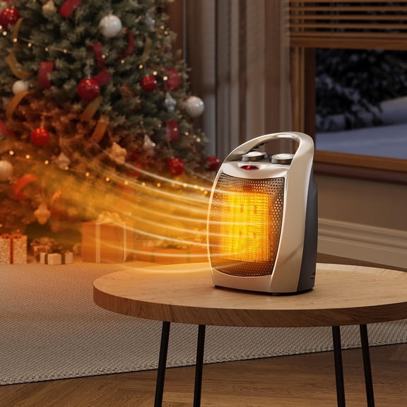 Yeshouse PTC Ceramic Space Heater 1500W & 750W, 2-in-1 Fast Heating Desktop Heater & Fan, Safe Quiet with Tip-Over & Overheat Protection for Office Desk Under Desk, Bedroom with Kids & Pets