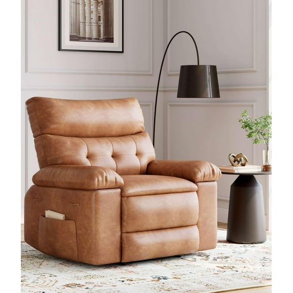 Yeshouse PU Leather Oversized Recliner - Versatile Manual Recliner with 1.5X Sponge Filling for Maximum Comfort