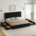 thumbnail image 1 of Yeshouse Platform Bed Frame with 4 Storage Drawers, Adjustable Headboard, Linen Upholstered, Wooden Slats, No Box Spring Needed, 1 of 9