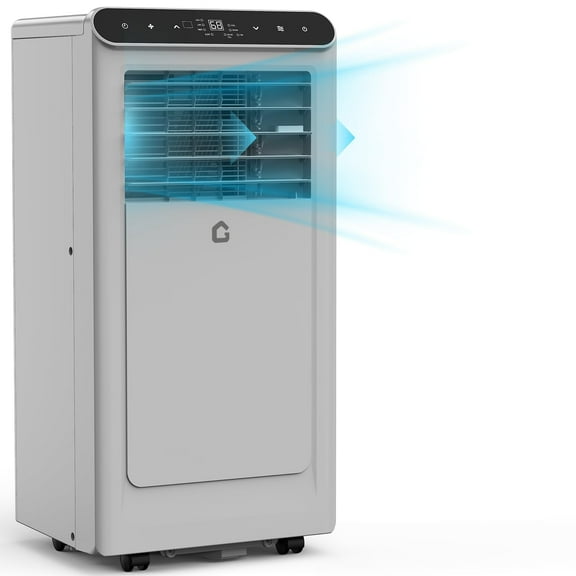 Yeshouse Portable Air Conditioner 8,000 BTU, 3-in-1 Cooling, Fan, Dehumidifier, Remote Control, Programmable Timer & Thermostat, For Up To 350 Sq.Ft, Quiet Operation, Grey