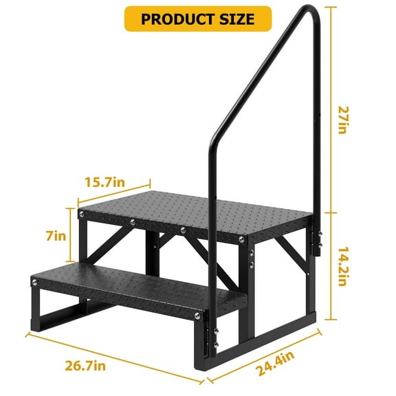 Yeshouse RV Steps with Handrail, Hot Tub Steps with Handrail, Portable Pool Ladder, 660 lbs Load Capacity RV Stairs for Camper, SPA, Pool, Mobile Home