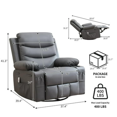 Yeshouse Recliner Chair Nursery, Oversized Manual Reclining Rocking Chair, 360 Swivel Glider with Cup Holder, Massage and Heat Recliner, Indoor Small Single Sofa Chairs for Adults, RV, Bedroom