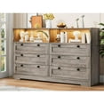 thumbnail image 1 of Yeshouse Rustic Bedroom Dresser with Electrical Outlet and LED Lights, 6-Drawer, Gray, 1 of 8