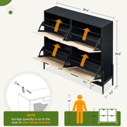 Yeshouse Shoe Rack Cabinet, Free Standing Shoes Storage Organizer Cabinet with 4 Flip Drawers 3-Tier Adjustable Shelves, Entryway Narrow Shoe Rack Storage with Doors for Entryway