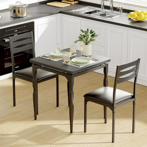 Yeshouse Small Space Dining Set - 3-Piece Table and Chair Set with Artistic Spiral Legs