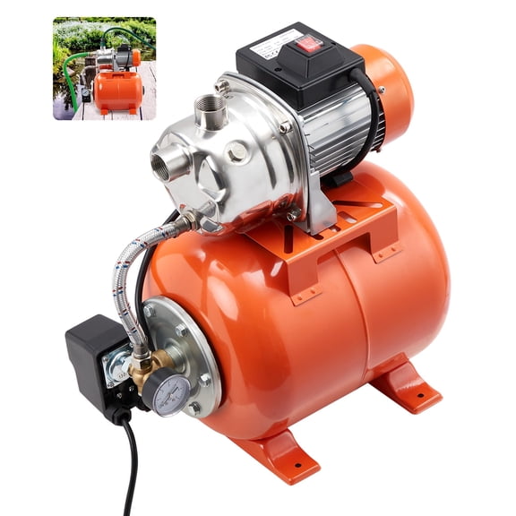 Yeshouse Stainless Steel 1HP Irrigation Pump, Shallow Well Electric Utility Pump with Pressure Tank for Sprinkler System