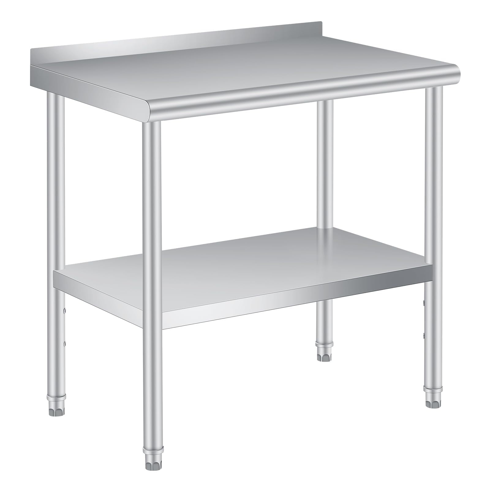 Yeshouse Stainless Steel Table for Prep & Work with Backsplash Commercial Heavy Duty Kitchen Worktable with Adjustable Under Shelf for Restaurant Business Home Outdoor