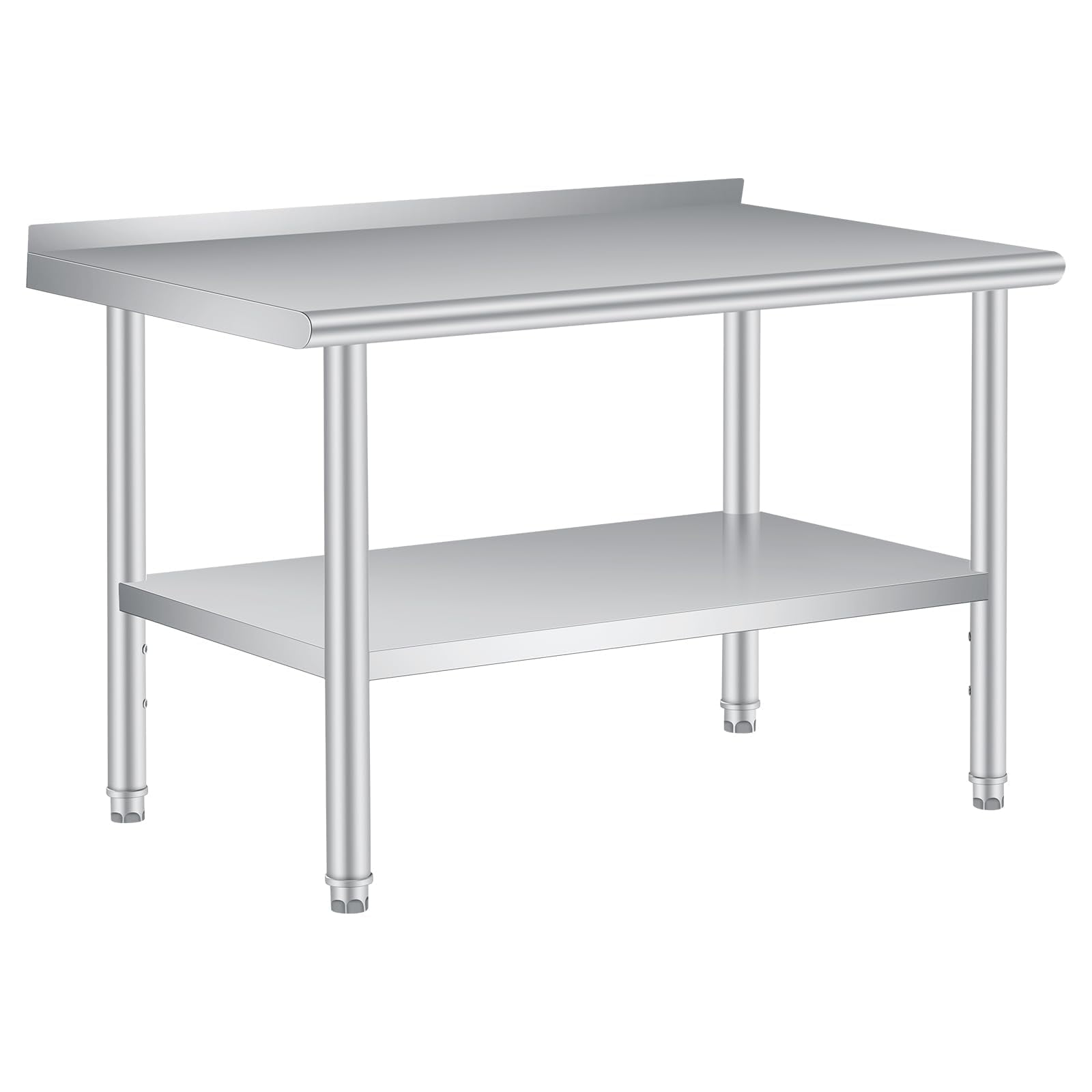 Yeshouse Stainless Steel Table for Prep & Work with Backsplash Commercial Heavy Duty Kitchen Worktable with Adjustable Under Shelf for Restaurant Business Home Outdoor